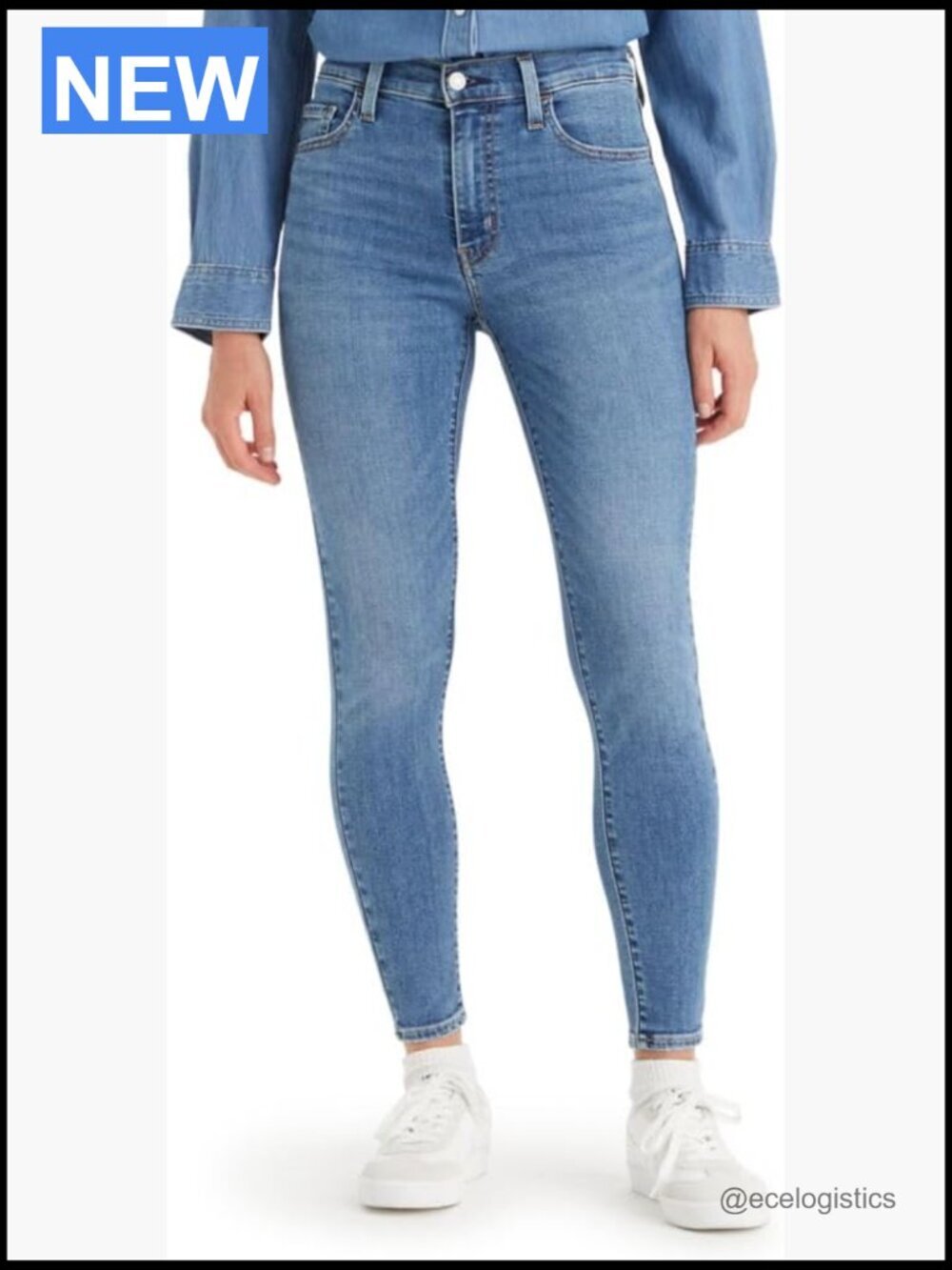 High Rise Super Skinny Jeans 28" Inseam Stretch Cotton